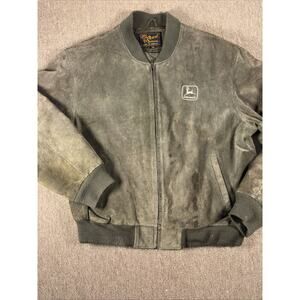 John Deere Vintage Reed Sportswear Leather Jacket Large Green